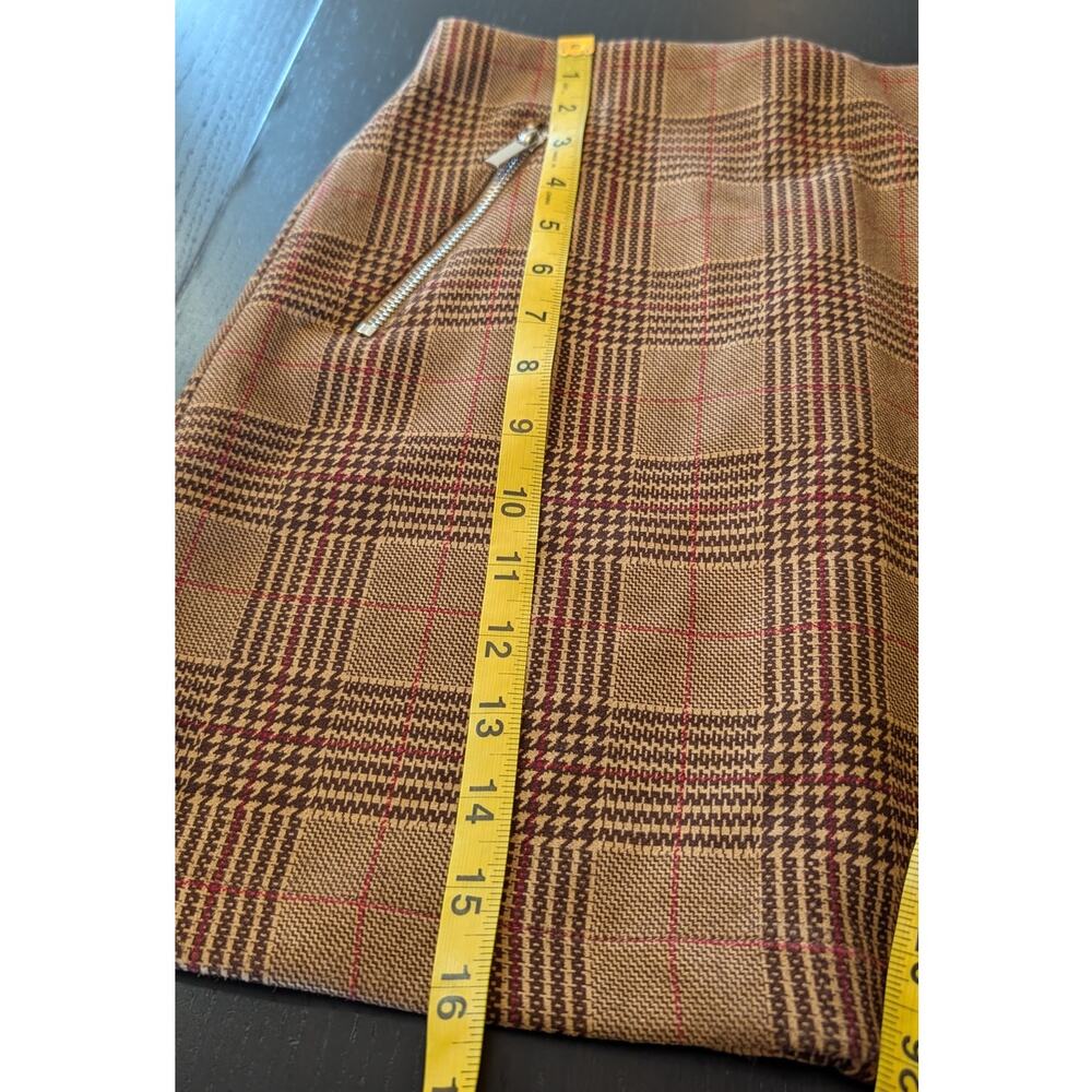 New Chocolate USA Brown Plaid Mini Skirt Medium Academia Preppy Fall - Picture 7 of 8